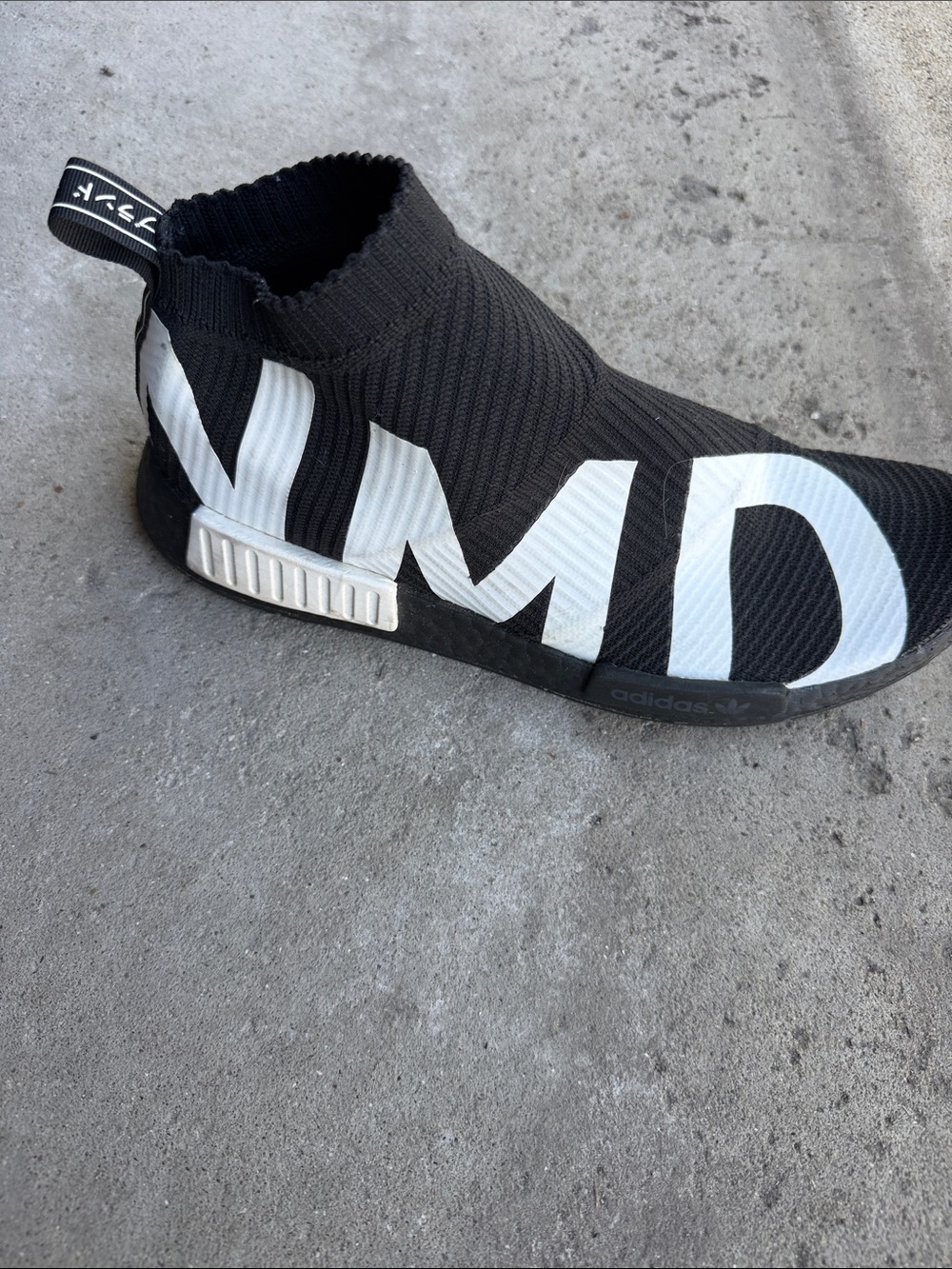 adidas Black Knit Sock Sneakers with Bold White Logo